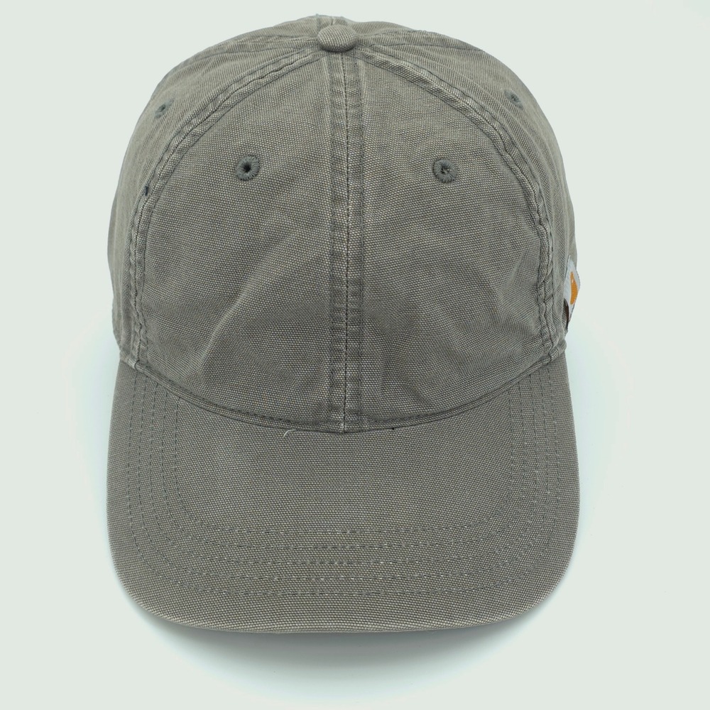 Carhartt Hat Cap Mens Adjustable Strap Back Gray Canvas Workwear Utility